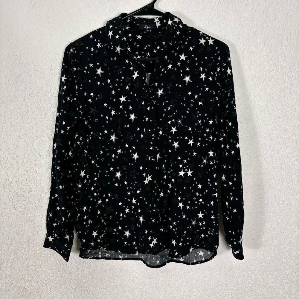 Rails Black with White Star Galaxy Print Collared Button Down Shirt Size XS